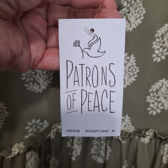 Patrons of Peace Malibu Mini Dress Ruffles Tie Straps Sage Green Womens Size M - Picture 4 of 13